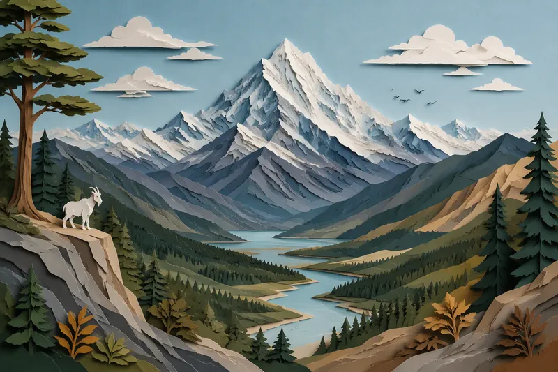 Lumihuippuinen vuori Alaskan erämaassa Lumihuippuinen vuori Alaskan erämaassa