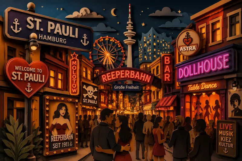 Elävä yöelämä Hampurin St. Pauli -alueella