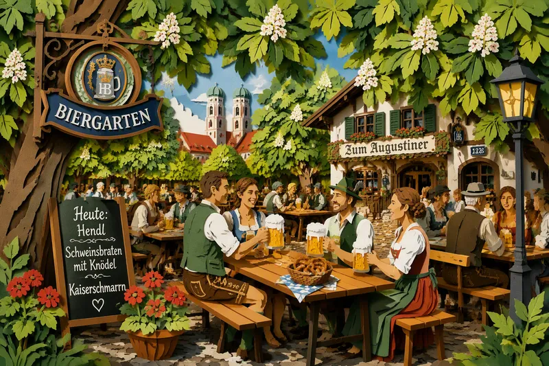 Perinteinen baijerilainen olutpuutarha eli Biergarten