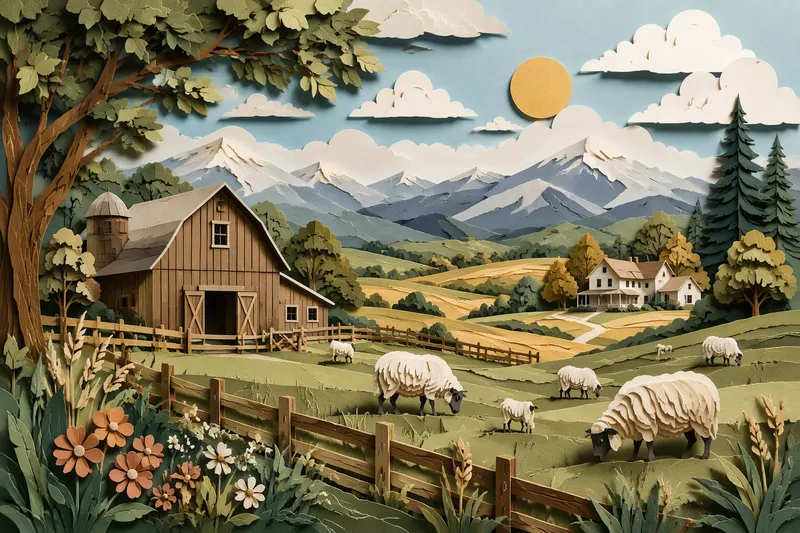 Lampaita ja maalaismaisemaa Swiss Sheep Farmilla