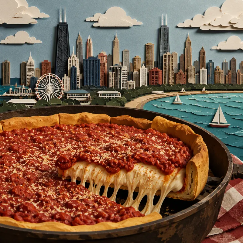 Paksu chicagolainen deep dish pizza tarjoiltuna Paksu chicagolainen deep dish pizza tarjoiltuna