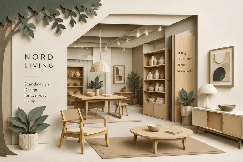 Skandinaavinen sisustuskauppa minimalistisella tyylillä