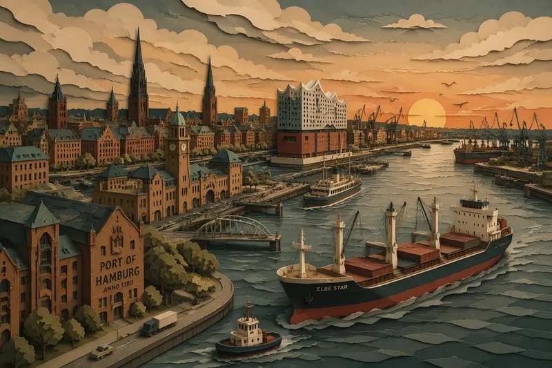 Hampurin historiallinen satama Elbe-joen rannalla