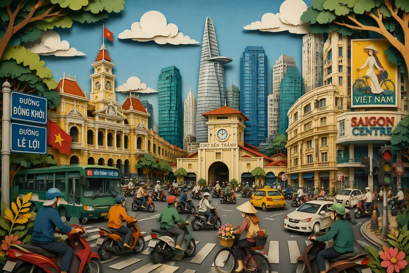 Ho Chi Minh Cityn vilkas kaupunkikuva Ho Chi Minh Cityn vilkas kaupunkikuva