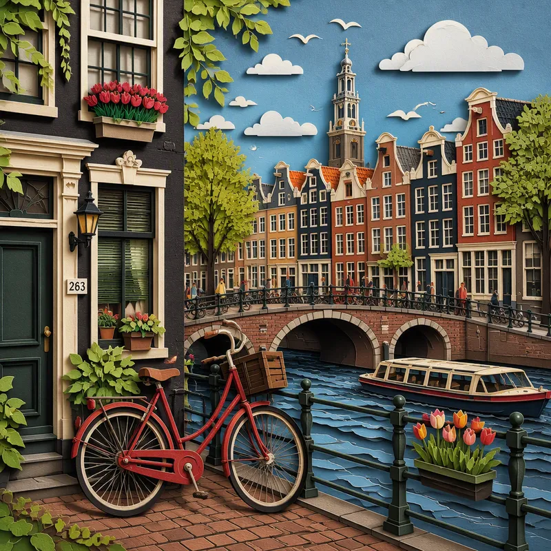 Polkupyörä Amsterdamin kanavan varrella Polkupyörä Amsterdamin kanavan varrella