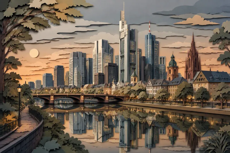 Frankfurtin moderni kaupunkikuva pilvenpiirtäjineen Frankfurtin moderni kaupunkikuva pilvenpiirtäjineen