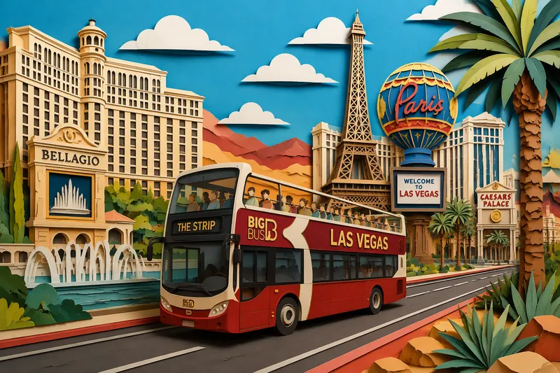 Kaksikerroksinen bussi Las Vegasin Stripillä Kaksikerroksinen bussi Las Vegasin Stripillä