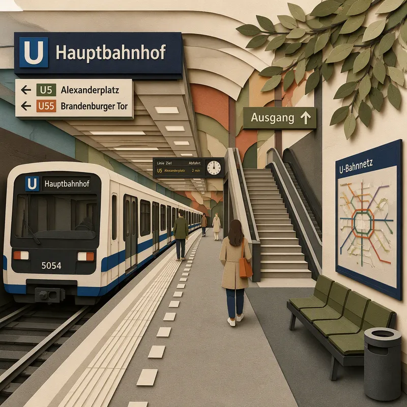 U-Bahn-metroaseman moderni ja valoisa laiturialue