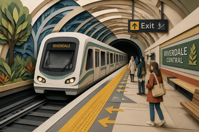 Moderni metrojuna saapuu Milanon metroasemalle Moderni metrojuna saapuu Milanon metroasemalle
