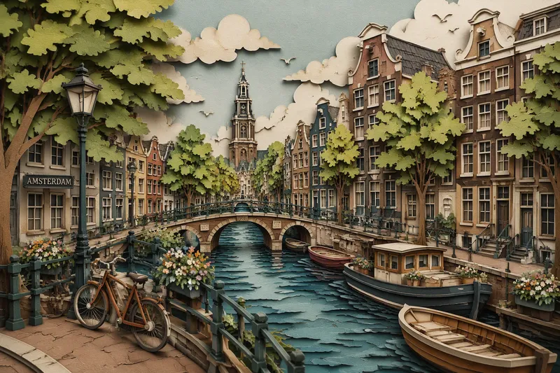Amsterdamin kauniit kanavat historiallisten rakennusten varrella Amsterdamin kauniit kanavat historiallisten rakennusten varrella
