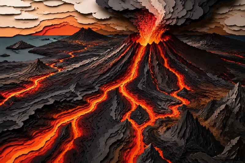 Aktiivinen Kilauea-tulivuori ja virtaavaa laavaa Aktiivinen Kilauea-tulivuori ja virtaavaa laavaa