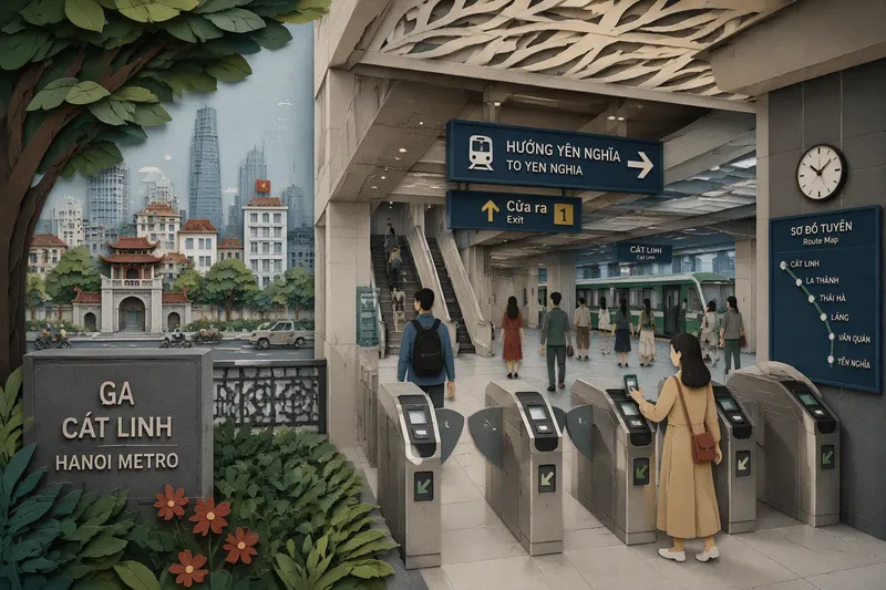 Moderni metroasema ja matkakortin lukijalaite Hanoissa Moderni metroasema ja matkakortin lukijalaite Hanoissa