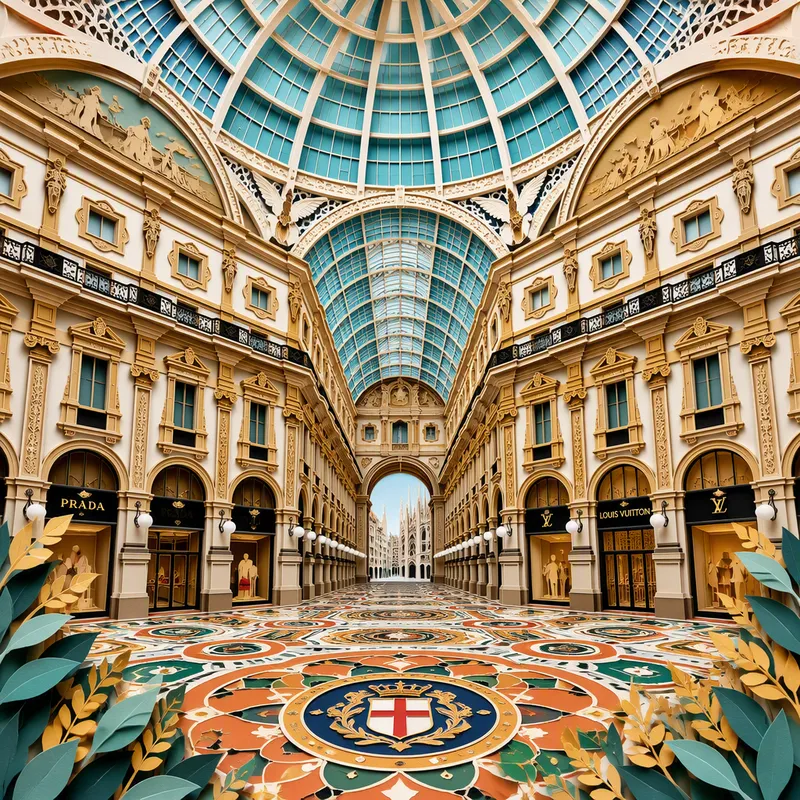 Galleria Vittorio Emanuele II:n lasikatto ja käytävä Galleria Vittorio Emanuele II:n lasikatto ja käytävä