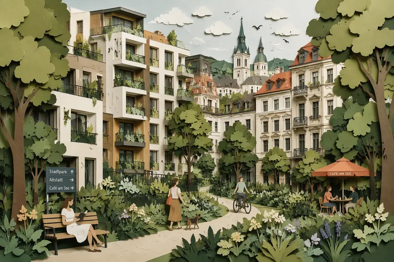 Moderni asuinalue ja viheralueita Bilbaossa Moderni asuinalue ja viheralueita Bilbaossa