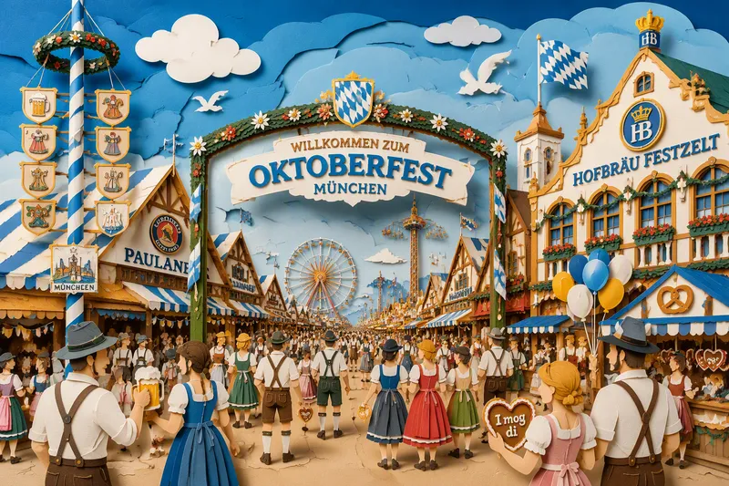 Münchenin Oktoberfest-tapahtuma-alueen juhlateltat Münchenin Oktoberfest-tapahtuma-alueen juhlateltat