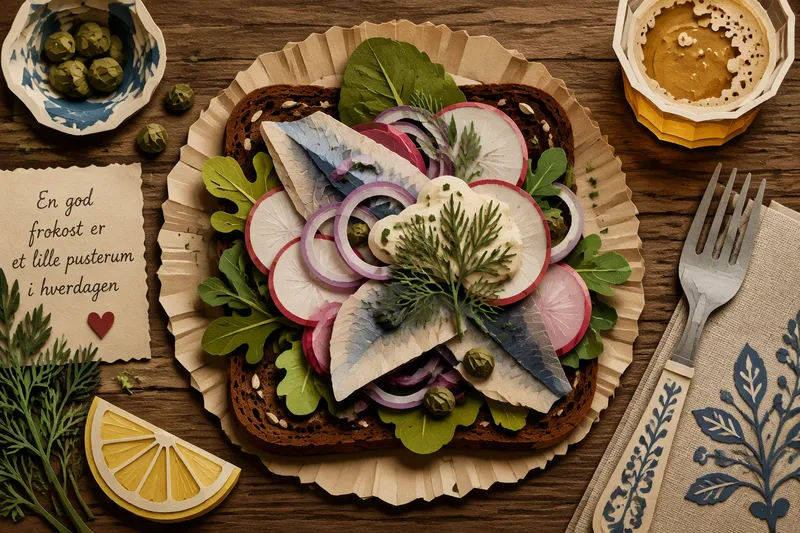 Perinteinen tanskalainen smørrebrød-voileipä