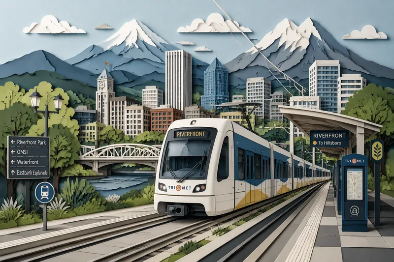 Bybanen-raitiovaunu kulkee Bergenin kaupunkimaisemassa