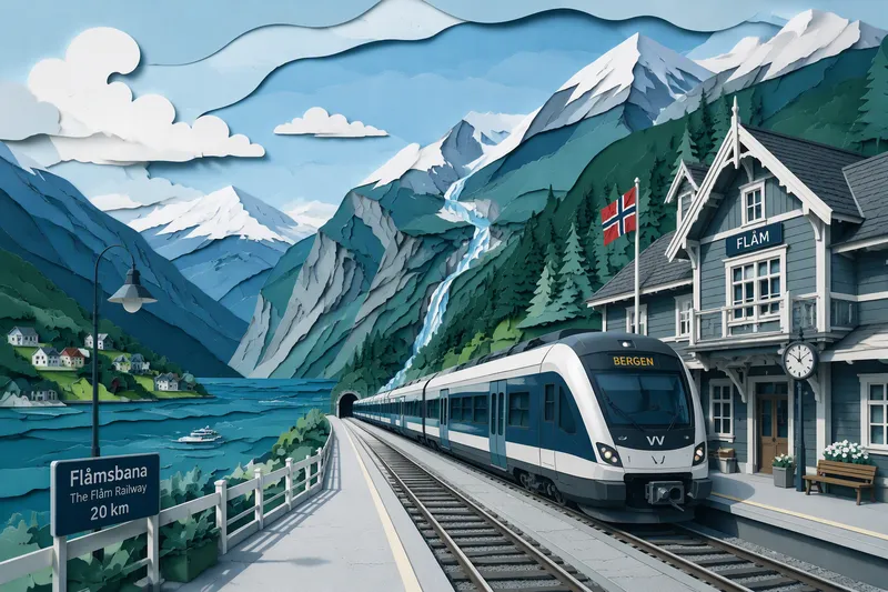 Moderni juna Bergenin rautatieasemalla Moderni juna Bergenin rautatieasemalla