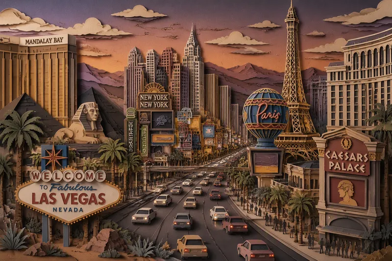 Las Vegas Stripin vilkas katu illan hämärtyessä Las Vegas Stripin vilkas katu illan hämärtyessä