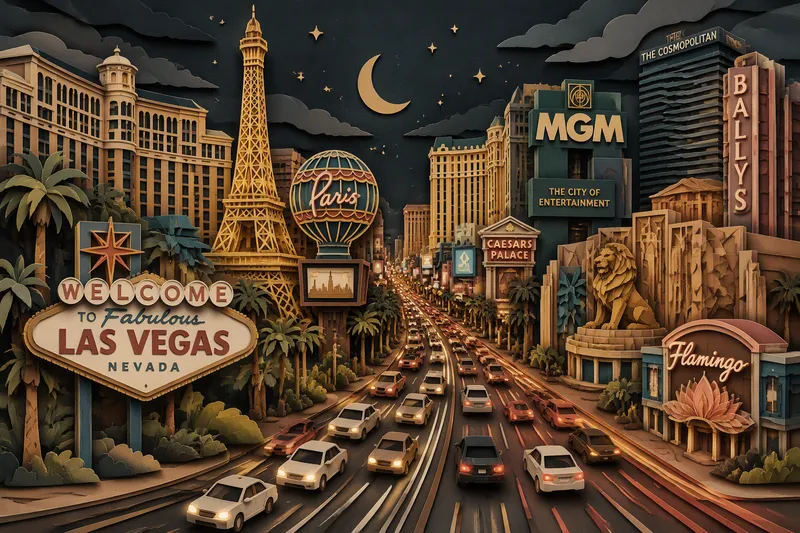 Las Vegasin valaistu pääkatu yöllä