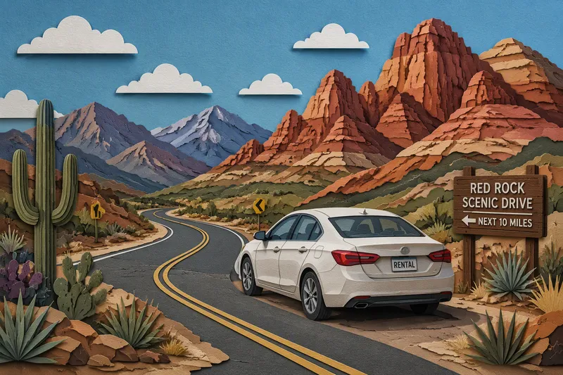 Vuokra-auto aavikkotiellä Las Vegasin läheisyydessä