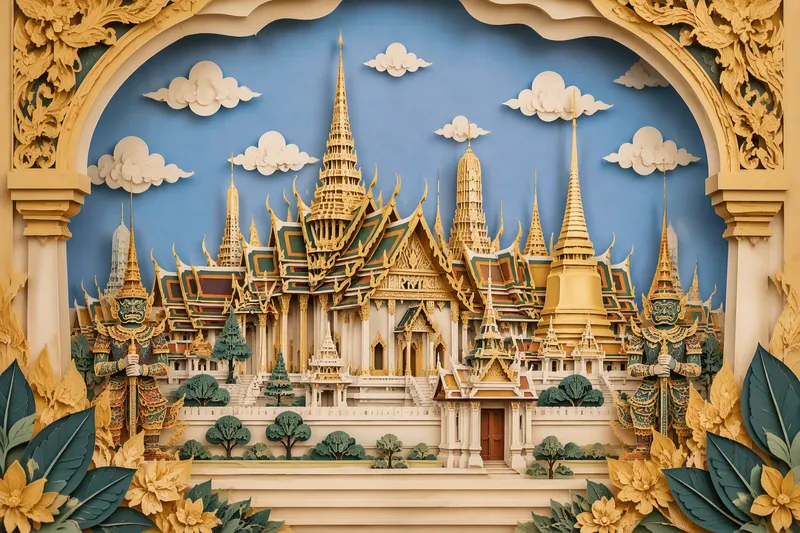 Wat Phra Kaewin upeat kultaiset temppelirakennukset