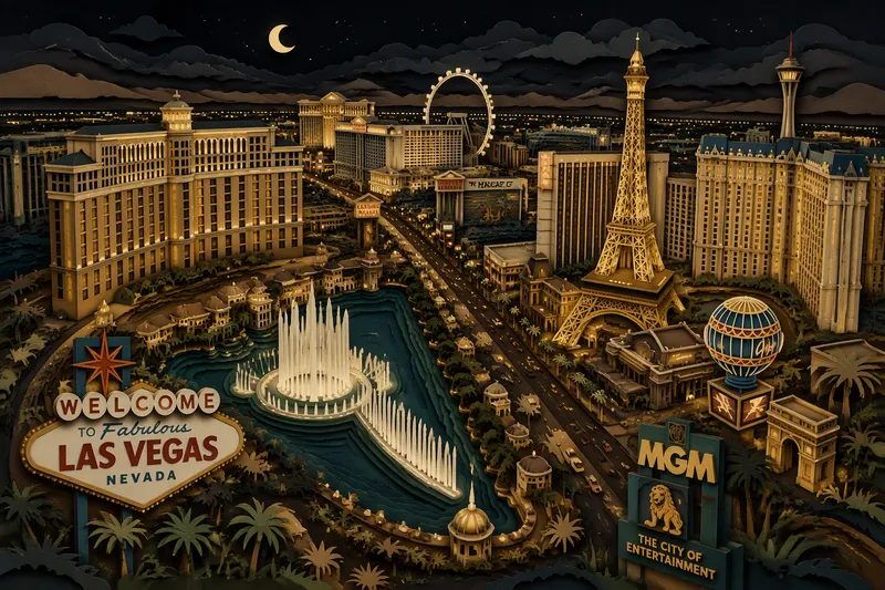 Wynn Las Vegas hotellin upea julkisivu iltavalaistuksessa Wynn Las Vegas hotellin upea julkisivu iltavalaistuksessa