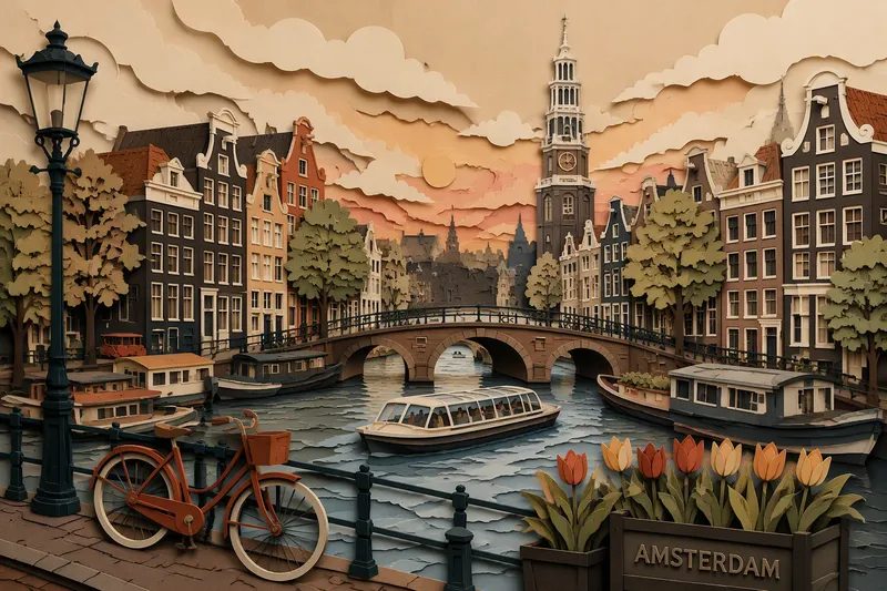 Amsterdamin kanava ja historiallisia rakennuksia hämärässä Amsterdamin kanava ja historiallisia rakennuksia hämärässä