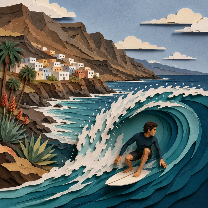 Surffaaja valtameren aalloilla Gran Canarialla